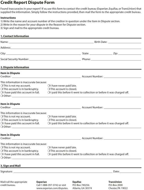 Credit Dispute Letter – Request for Correction