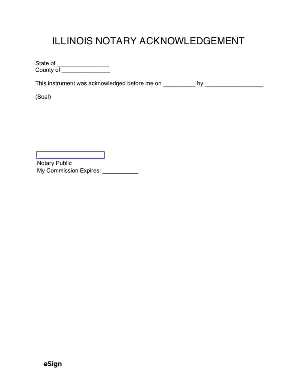 Illinois Notary Acknowledgment and Cash Receipt Document