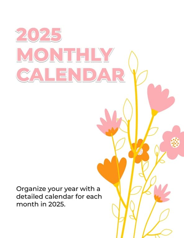 2025 Monthly Calendar with Fun Facts and Daily Notes Space