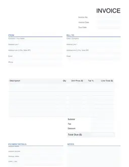 Fillable Invoice 2026 form preview