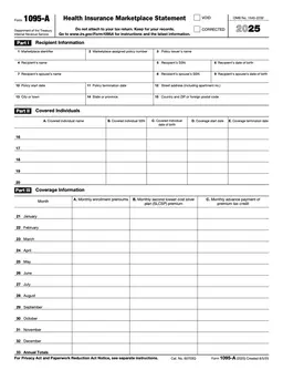 1095 – A Health Insurance Marketplace Statement form preview