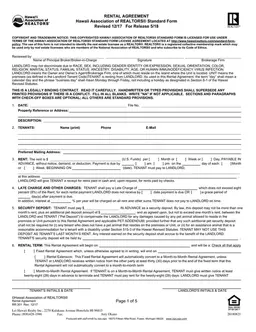 Hawaii Realtors Association Standard Rental Agreement Notice form preview