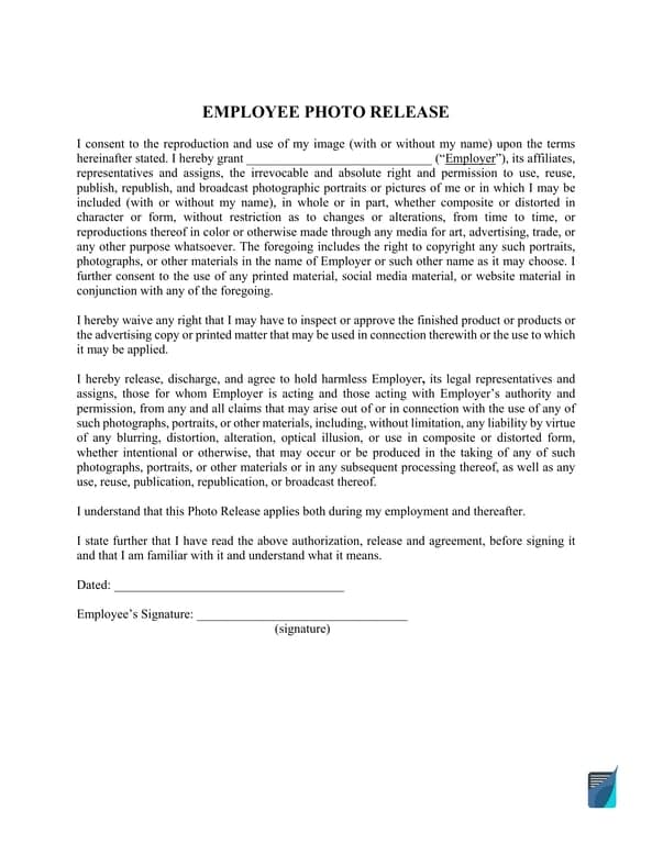 Employee Photo Consent and Copyright Release