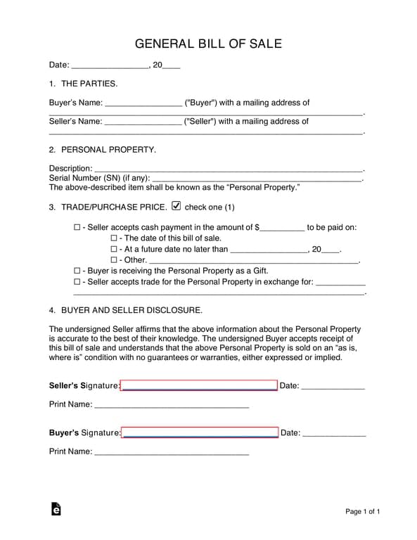 Personal Property Bill of Sale Details and Procedure