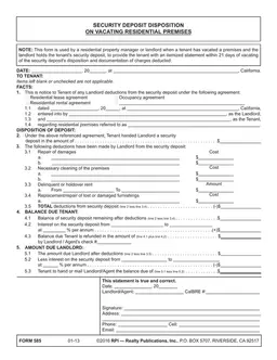 California Residential Security Deposit Deduction Breakdown form preview