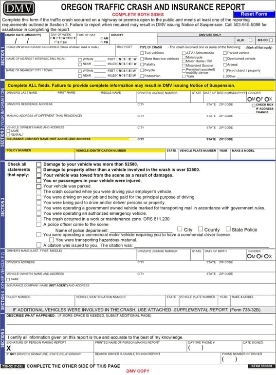 OR 735-32 – Oregon Vehicle Title or Registration Form