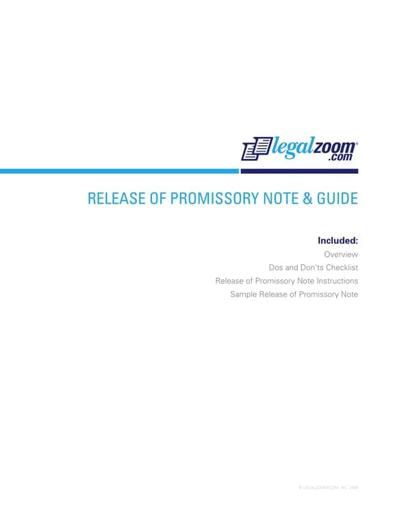 LegalZoom Release of Promissory Note Agreement - Concluding Loan Obligations