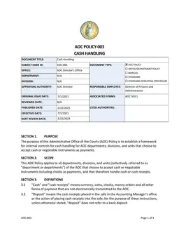 AOC Policy-003 Cash Handling form preview