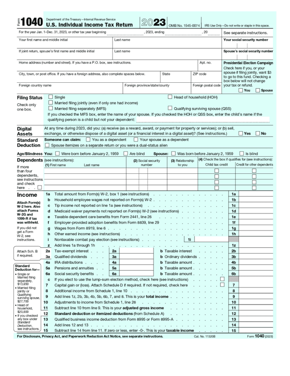 1040 – U.S. Individual Income Tax Return