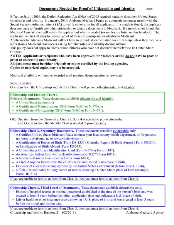 Alabama Medicaid Identity Verification under DRA 2005